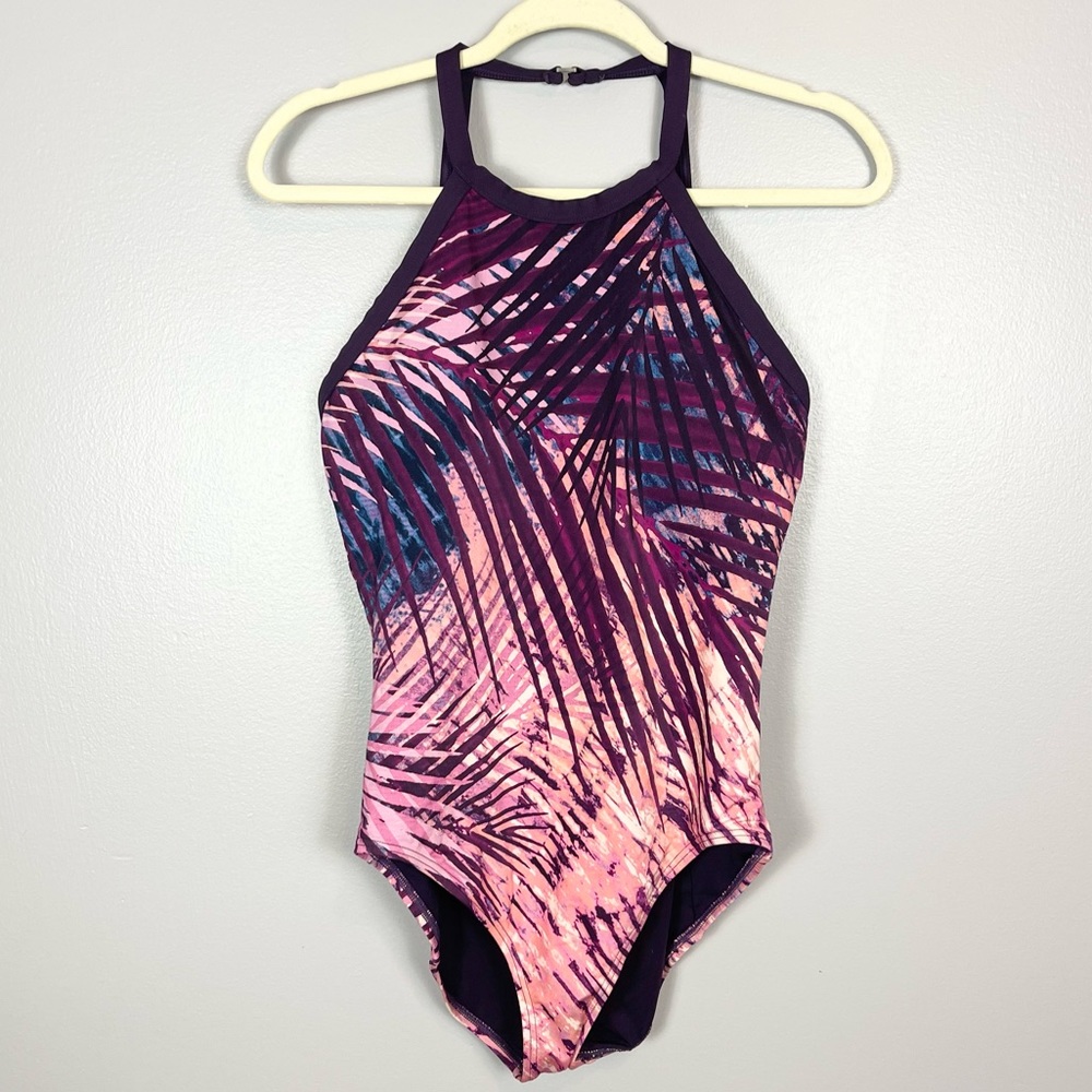 Carmen Marc Valvo "Rain Forest" one pice swimsuit woman’s size 10 purple
